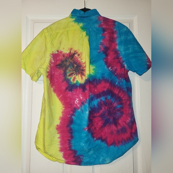Ralph Lauren Tie-Dye Men's Short Sleeve Shirt Size Medium Bright Colorful - Picture 7 of 8